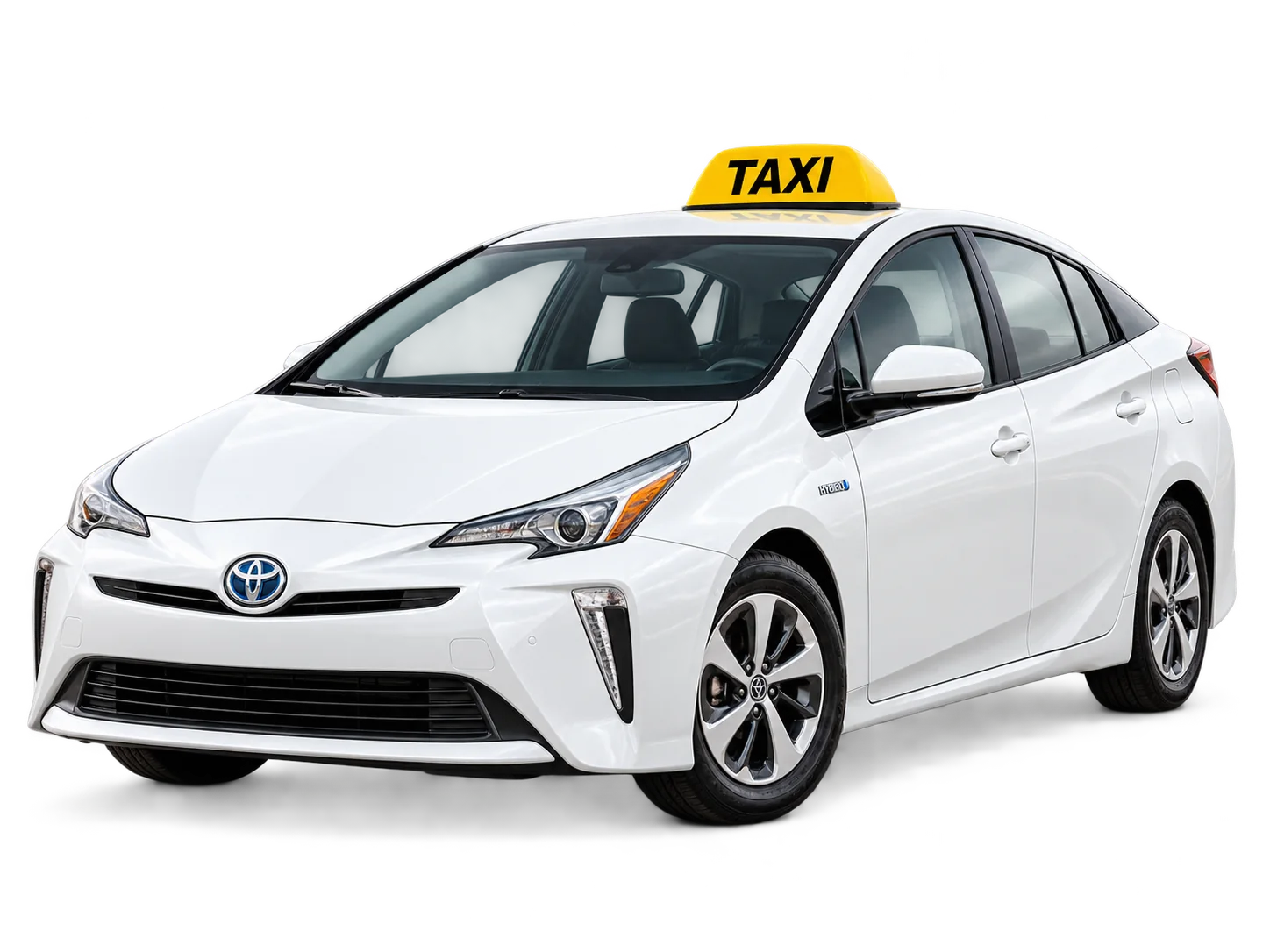 თეთრი Toyota Prius ტაქსის ნიშნით